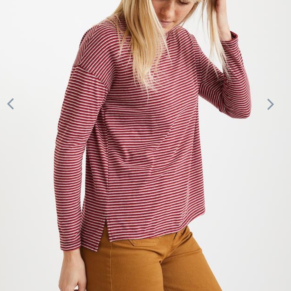 Marine Layer Red Long Sleeve Striped Shirt SOFT
